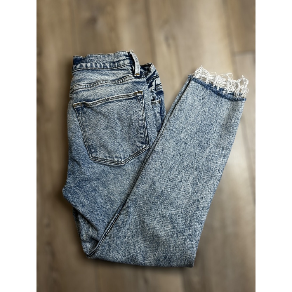 Stylish FRAME‎ Le High Skinny Crop Jeans Women's Size 27 Acid Wash Frayed Hem